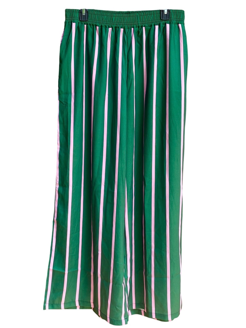 New Nice To Meet You Brand Green Pink Stripe Wide Leg Pants Womens Size XL